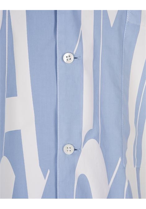 PALM ANGELS Camicia Oversize Logo Gothic Azzurra - PALM ANGELS