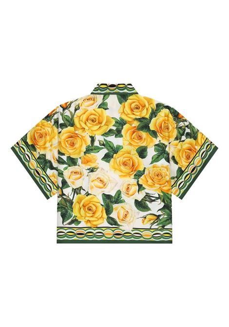 DOLCE & GABBANA KIDS Camicia Pigiama Con Stampa Rose Gialle - DOLCE & GABBANA KIDS
