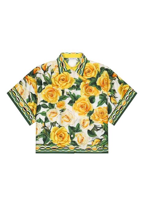 DOLCE & GABBANA KIDS Camicia Pigiama Con Stampa Rose Gialle - DOLCE & GABBANA KIDS