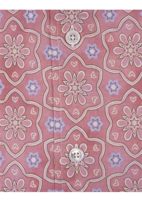 FEDELI Camicia Sean In Panamino Rosa Stampato A Fiori - FEDELI