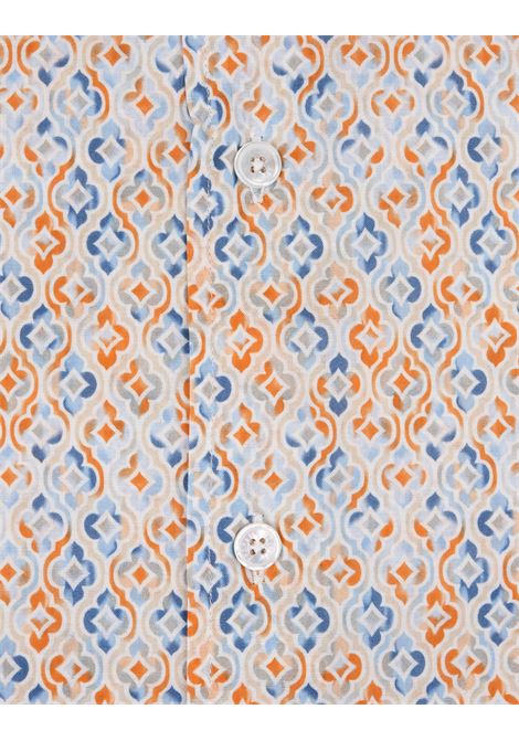 FEDELI Camicia Sean In Panamino Stampato Maiolica Arancione - FEDELI