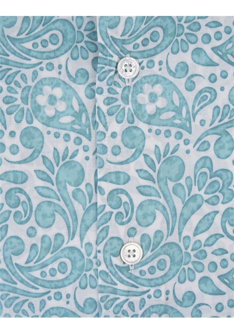 FEDELI Camicia Sean In Panamino Stampato Paisley Turchese - FEDELI
