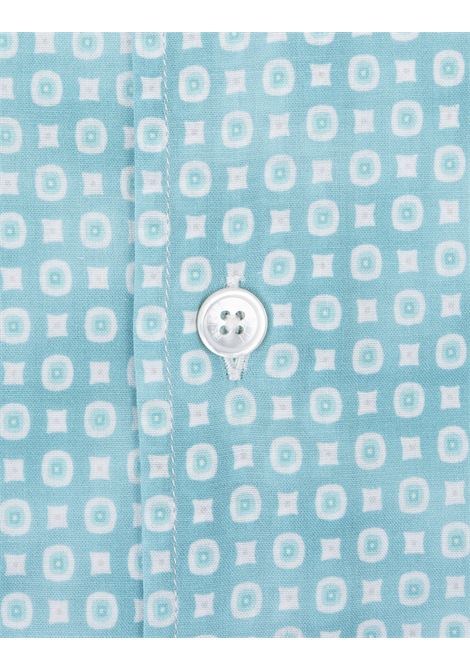 FEDELI Camicia Sean In Panamino Stampato Turchese - FEDELI