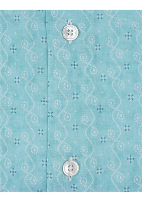FEDELI Camicia Sean Panamino Celeste Con Micro Pattern - FEDELI