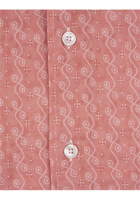 FEDELI Camicia Sean Panamino Rosso Con Micro Pattern - FEDELI