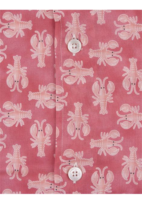 FEDELI Camicia Sean Panamino Rosso Con Pattern Aragoste - FEDELI