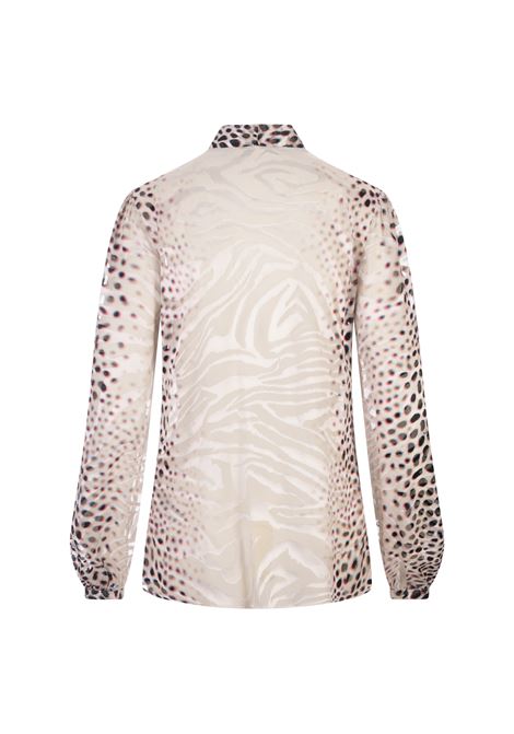 ROBERTO CAVALLI Camicia Shark In Raso Devoré Stampato - ROBERTO CAVALLI