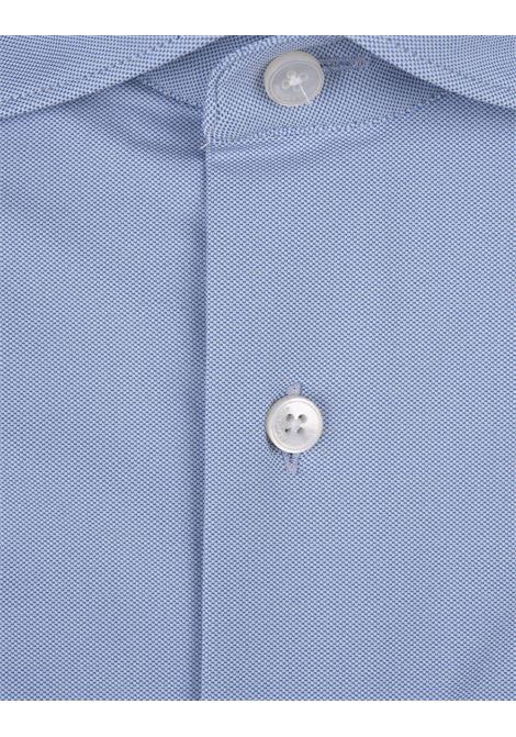 GLANSHIRT Camicia Slim Fit In Tessuto Tecnico Blu - GLANSHIRT