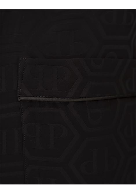 PHILIPP PLEIN Camicia Stile Pigiama Monogram Nera - PHILIPP PLEIN