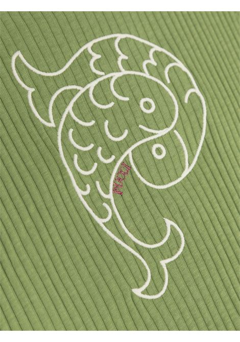 EMILIO PUCCI JUNIOR Canotta A Coste Verde Con Motivo Pesci - EMILIO PUCCI JUNIOR