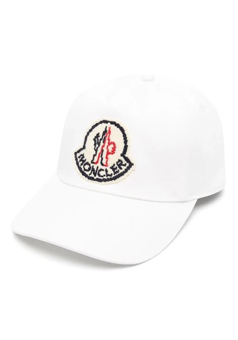 MONCLER Cappello Da Baseball Bianco Con Iconico Feltrino - MONCLER