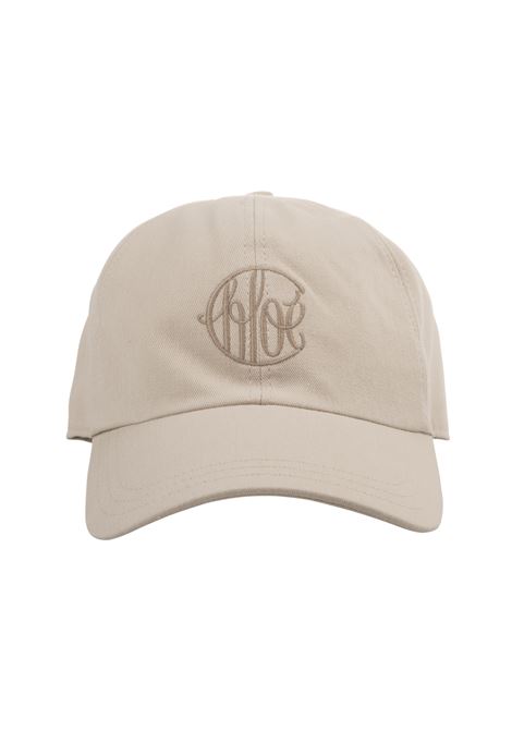 CHLOÉ Cappello Da Baseball Cement Beige Con Logo Ricamato - CHLOÉ