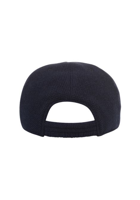 KITON Cappello Da Baseball In Cashmere Blu Con Logo - KITON