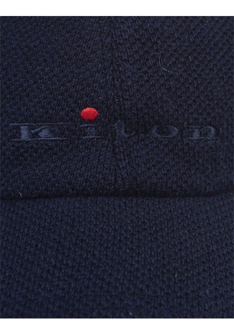 KITON Cappello Da Baseball In Cashmere Blu Con Logo - KITON