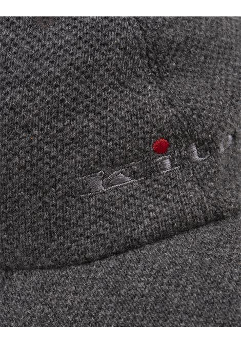 KITON Cappello Da Baseball In Cashmere Grigio Con Logo - KITON