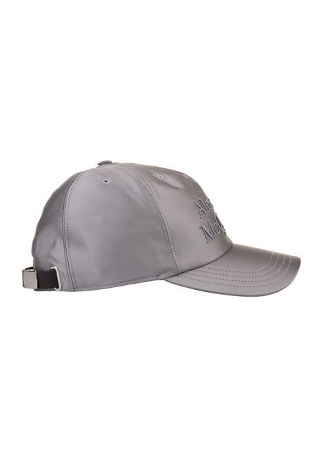 ALEXANDER MCQUEEN Cappello Da Baseball In Misto Seta Grigio Con Logo Frontale - ALEXANDER MCQUEEN