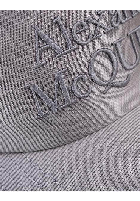 ALEXANDER MCQUEEN Cappello Da Baseball In Misto Seta Grigio Con Logo Frontale - ALEXANDER MCQUEEN