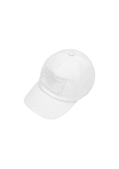 DOLCE & GABBANA KIDS Cappello Da Baseball In Twill Bianco Con Placca Loogata - DOLCE & GABBANA KIDS