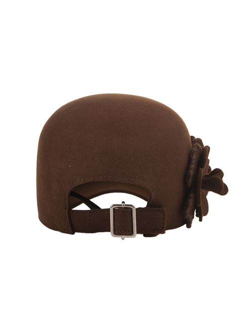 ERMANNO SCERVINO Cappello Da Baseball Marrone Con Applicazione Di Fiori - ERMANNO SCERVINO