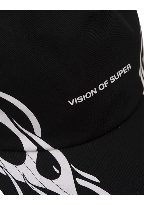 VISION OF SUPER Cappello Da Baseball Nero Con Stampa Tribali Bianche - VISION OF SUPER