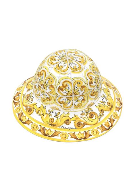 DOLCE & GABBANA KIDS Cappello Da Pescatore Con Stampa Maiolica Gialla - DOLCE & GABBANA KIDS