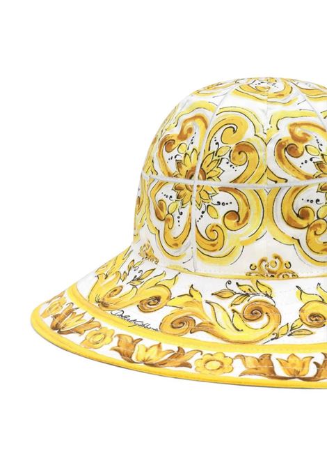 DOLCE & GABBANA KIDS Cappello Da Pescatore Con Stampa Maiolica Gialla - DOLCE & GABBANA KIDS