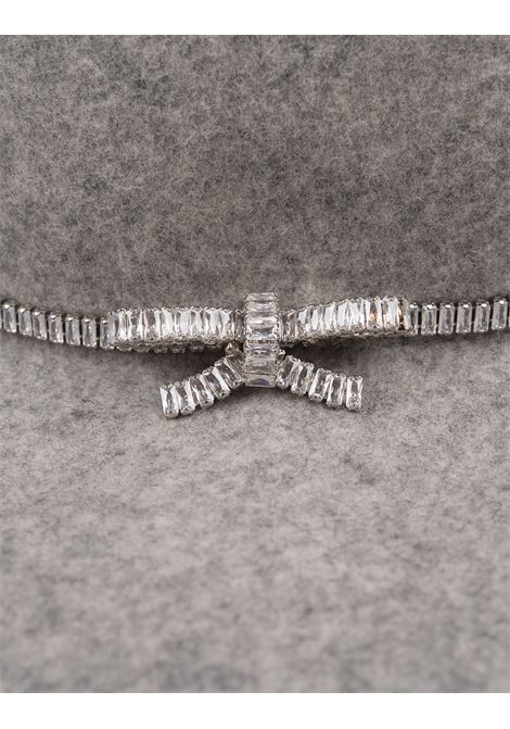 ERMANNO SCERVINO Cappello Grigio Con Cinturino In Pietre - ERMANNO SCERVINO