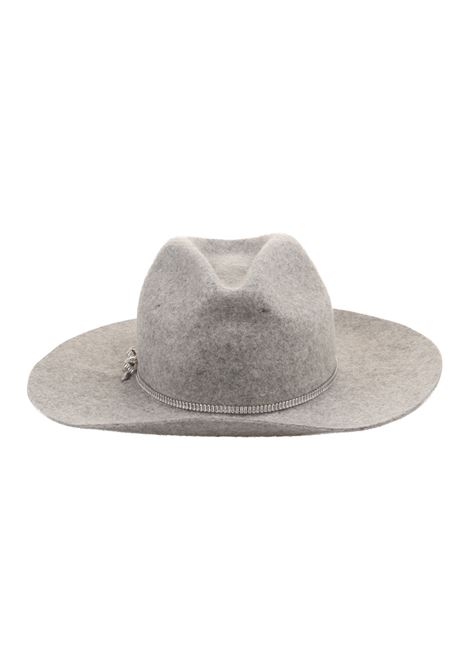 ERMANNO SCERVINO Cappello Grigio Con Cinturino In Pietre - ERMANNO SCERVINO