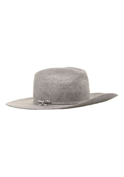 ERMANNO SCERVINO Cappello Grigio Con Cinturino In Pietre - ERMANNO SCERVINO