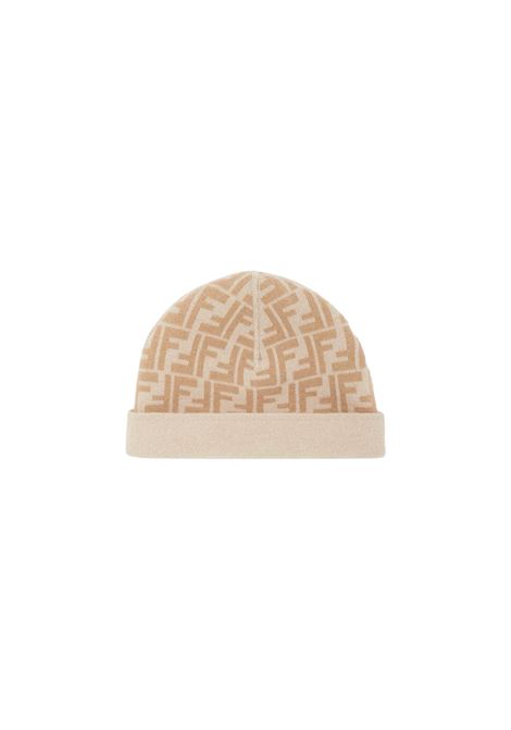 FENDI KIDS Cappello Reversibile Beige Con Logo FF - FENDI KIDS
