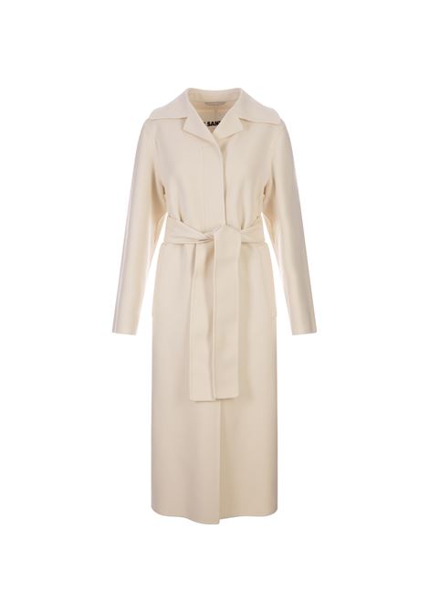 JIL SANDER Cappotto a Vestaglia In Lana Beige - JIL SANDER