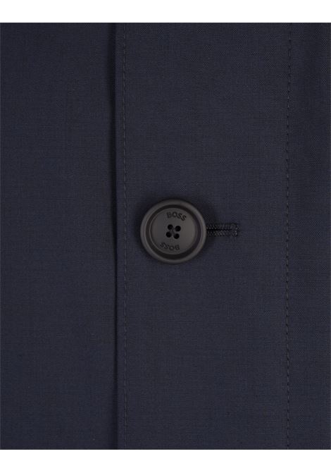 BOSS Cappotto Impermeabile In Misto Lana Blu Scuro - BOSS