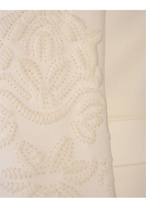 ERMANNO SCERVINO Cappotto In Panno Di Lana Bianco Con Ricami - ERMANNO SCERVINO