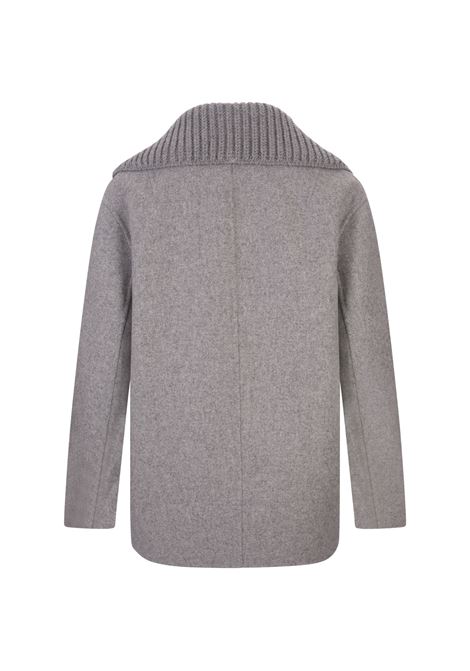 ERMANNO SCERVINO Cappotto In Panno Grigio Con Collo In Maglia - ERMANNO SCERVINO