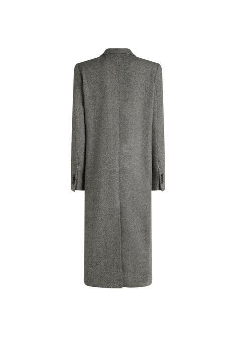 ETRO Cappotto Lungo Doppiopetto Grigio Con Motivo Chevron - ETRO