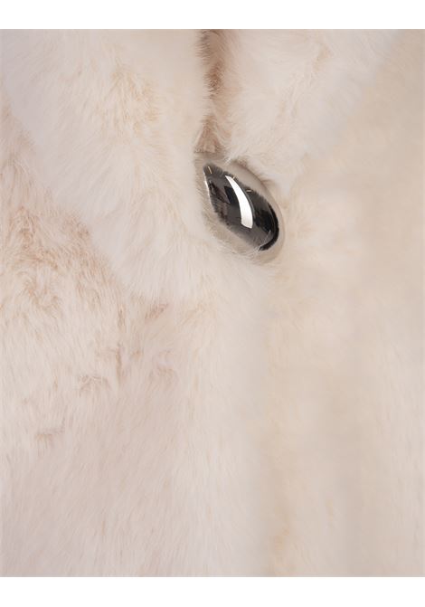 GIUSEPPE DI MORABITO Cappotto Lungo In Finta Pelliccia Bianca Con Spilla - GIUSEPPE DI MORABITO