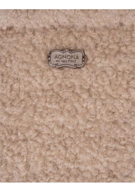 AGNONA Cappotto Lungo Monopetto In Misto Alpaca Beige - AGNONA