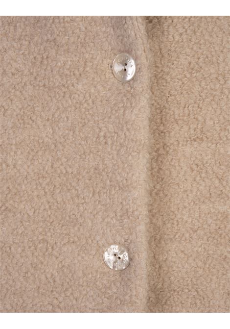 AGNONA Cappotto Lungo Monopetto In Misto Alpaca Beige - AGNONA