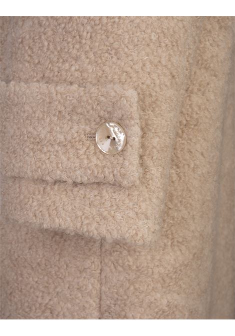 AGNONA Cappotto Lungo Monopetto In Misto Alpaca Beige - AGNONA