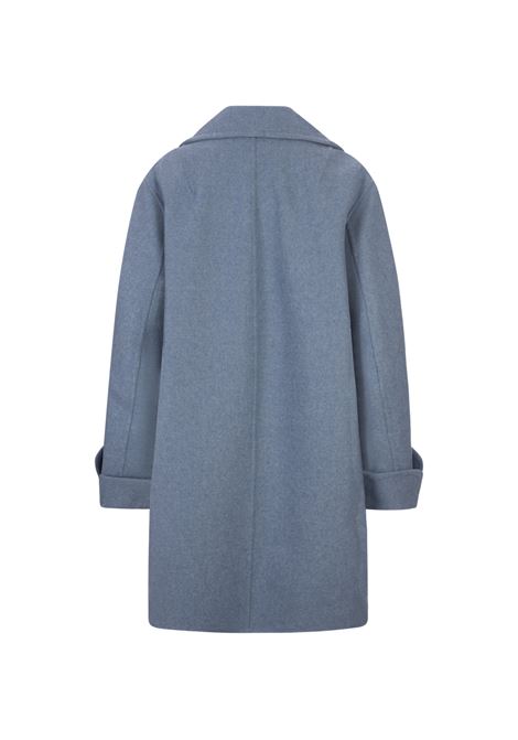 ERMANNO SCERVINO Cappotto Monopetto In Misto Lana Celeste - ERMANNO SCERVINO