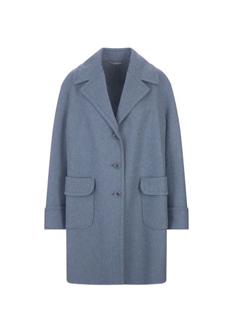 ERMANNO SCERVINO Cappotto Monopetto In Misto Lana Celeste - ERMANNO SCERVINO