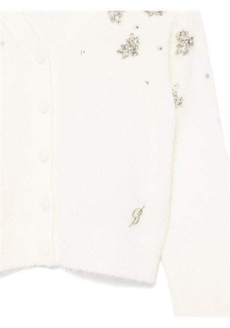 MISS BLUMARINE KIDS Cardigan Bianco Con Applicazione Gioiello - MISS BLUMARINE KIDS