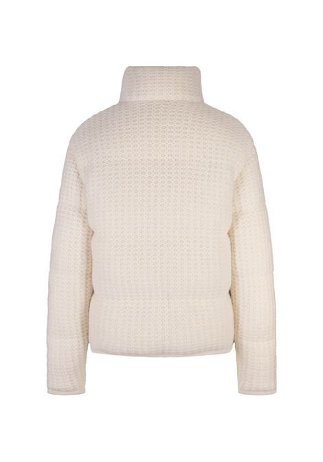 MONCLER Cardigan Imbottito Bianco In Lana E Alpaca - MONCLER