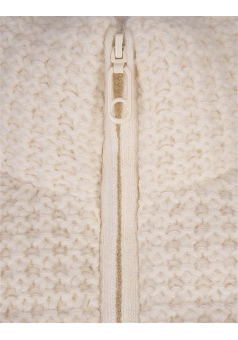 MONCLER Cardigan Imbottito Bianco In Lana E Alpaca - MONCLER