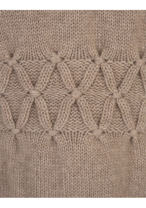 ERMANNO SCERVINO Cardigan In Cashmere Marrone Con Punto Smock - ERMANNO SCERVINO