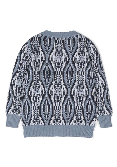 ETRO KIDS Cardigan In Lana Jacquard Azzurra Con Motivi Geometrici - ETRO KIDS