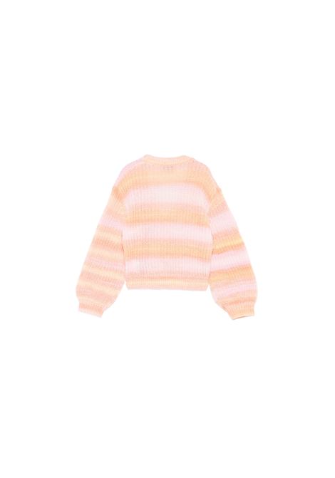 STELLA MCCARTNEY KIDS Cardigan In Maglia Rosa Pesca A Righe Arcobaleno - STELLA MCCARTNEY KIDS