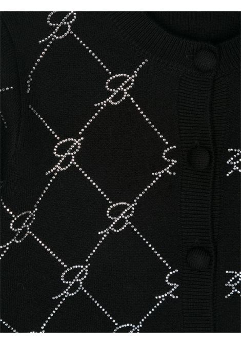 MISS BLUMARINE KIDS Cardigan Nero Con Motivo Monogram Di Strass - MISS BLUMARINE KIDS