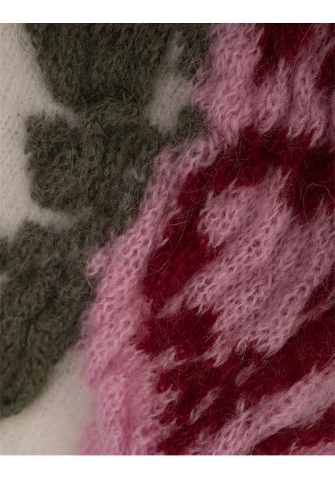 BLUMARINE Cardigan Over Bianco Con Rose Jacquard - BLUMARINE