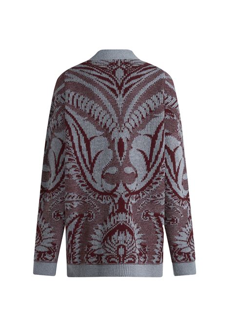 ETRO Cardigan Oversize Blu Navy Con Motivo Paisley - ETRO